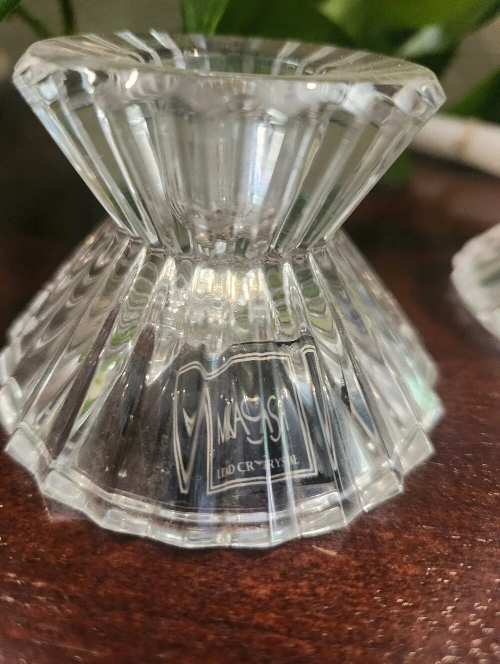 Vintage Mikasa Diamond Fire Crystal Taper Candle Holder Pair
